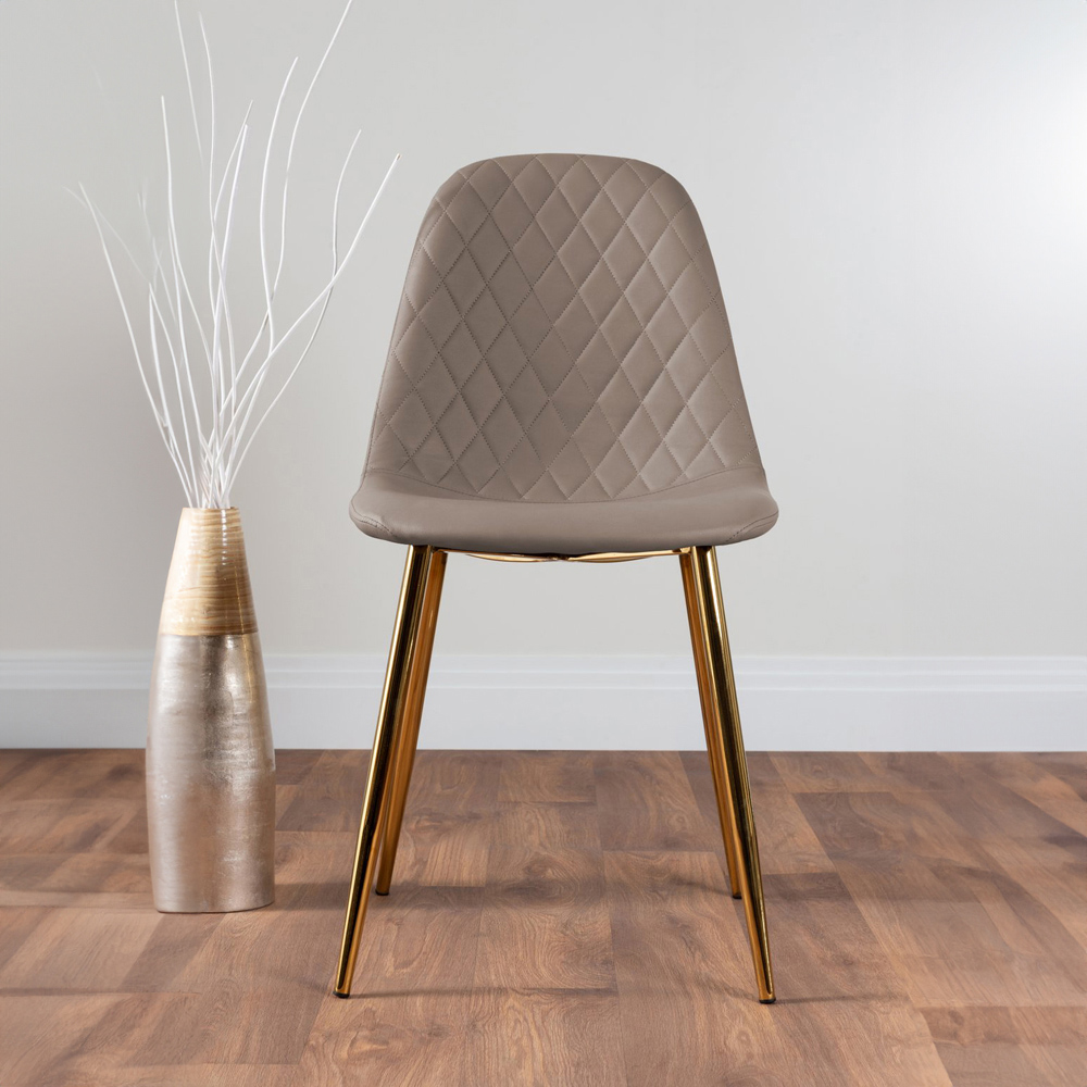 Furniturebox Arona Solara 6 Seater Round Dining Set Cappuccino Beige and Gold Image 3