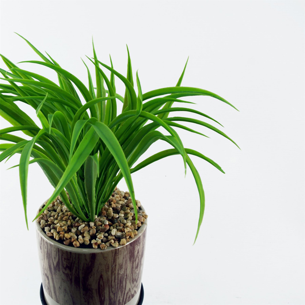 Leaf Artificial Grass in Ceramic Planter and Metal Stand 35cm Image 3