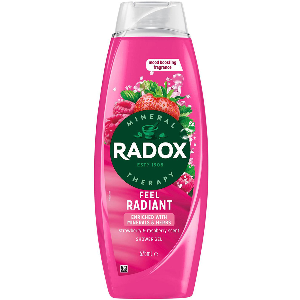 Radox Mineral Therapy Feel Radiant Strawberry and Raspberry Revitalising Shower Gel 675ml 6 Pack Image 3