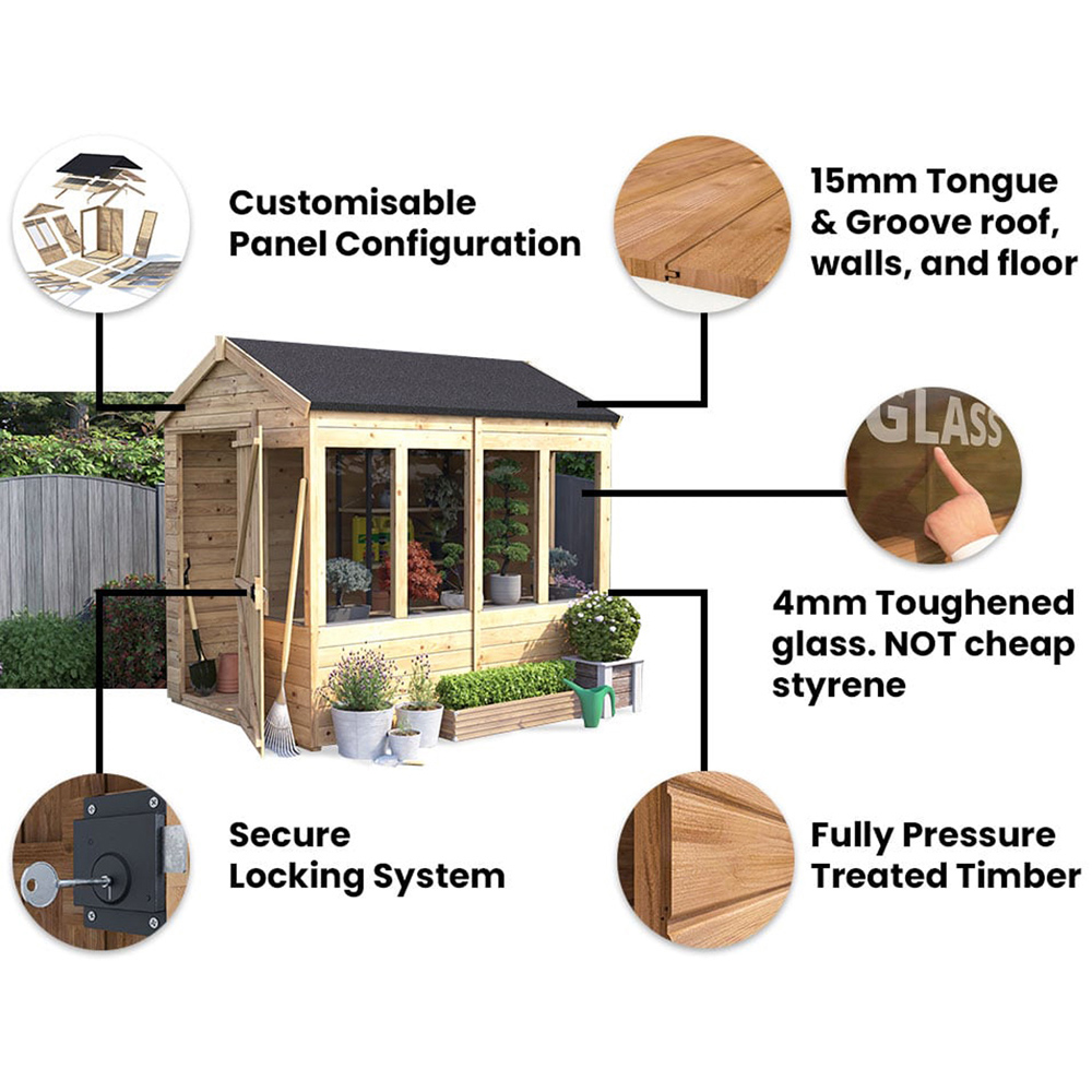 Dunster House Overlord 6 x 8ft Modular Brown Superfelt Apex Potting Shed Image 6