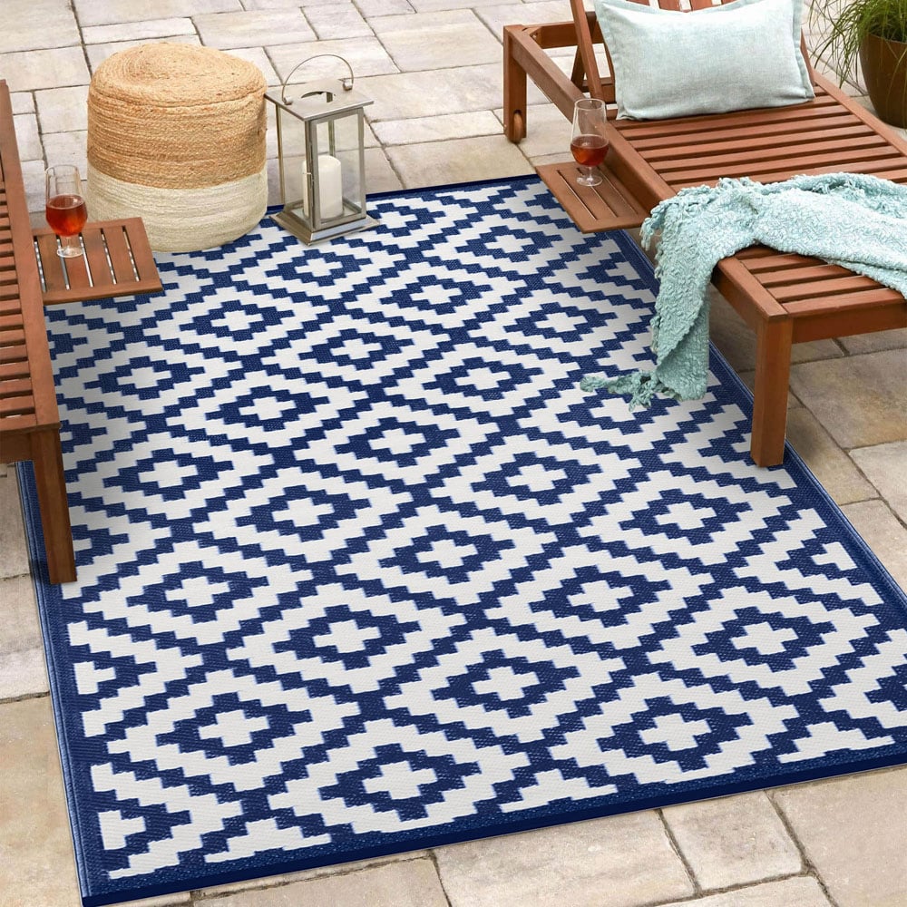 Green Decore Nirvana Navy Blue and White Outdoor Rug 120 x 180cm Image 2