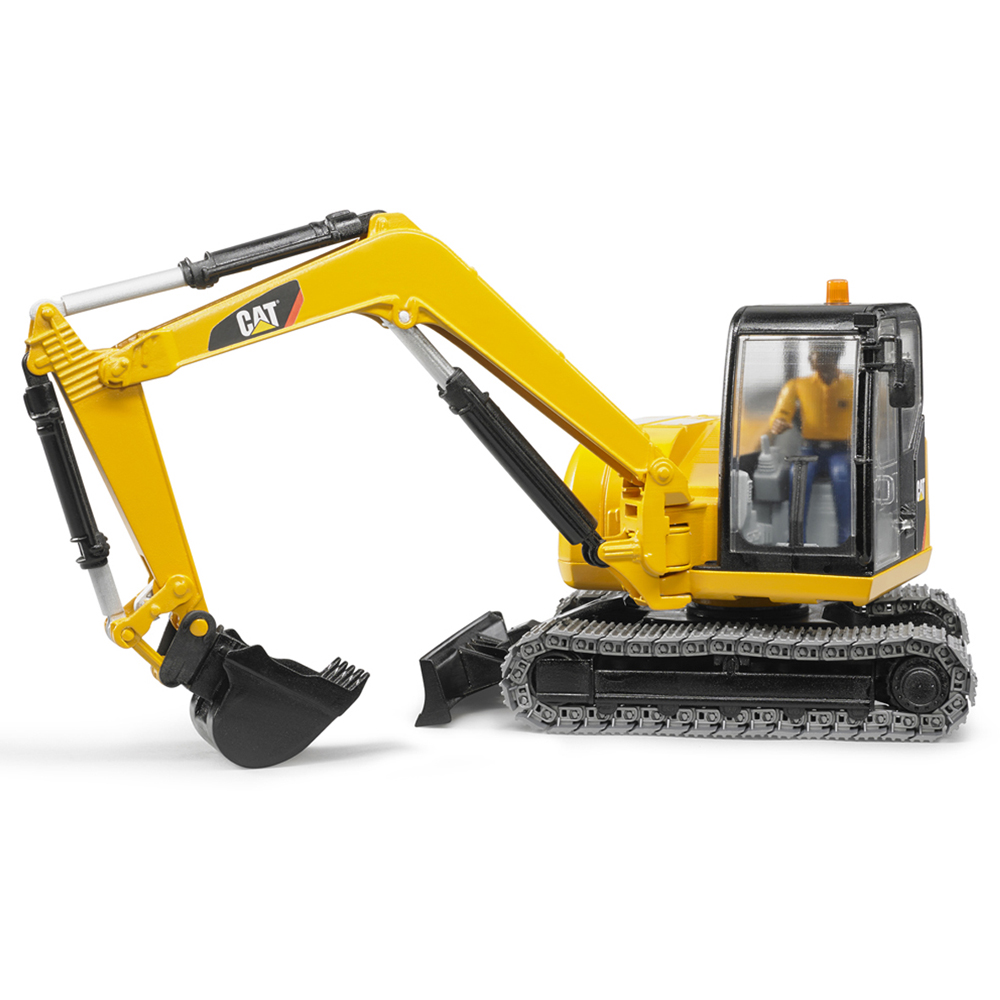 Bruder Kids Cat Mini Excavator Playset Model with Worker Image 6