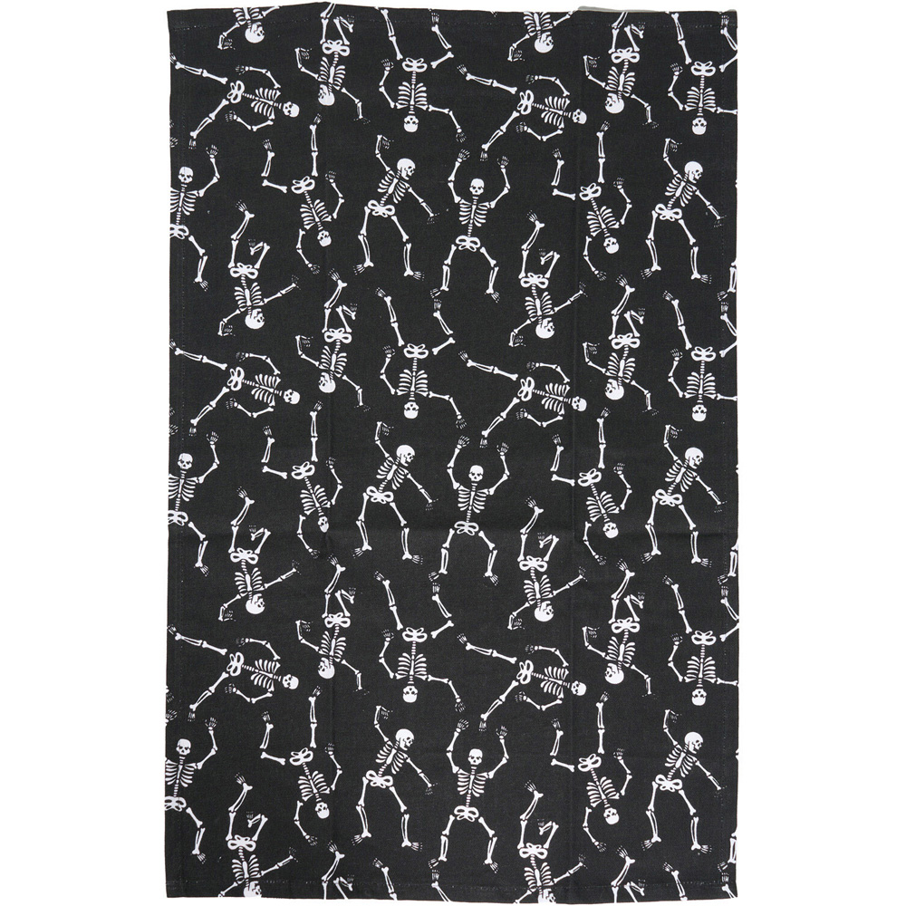 Pack of 3 Dancing Skeletons Tea Towels Black Image 4