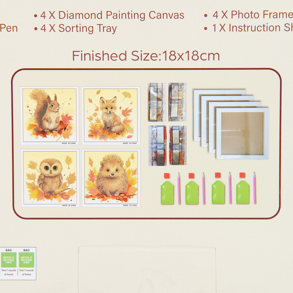 Pack of 4 Woodland Animals Framed Crystal Kits Image 3