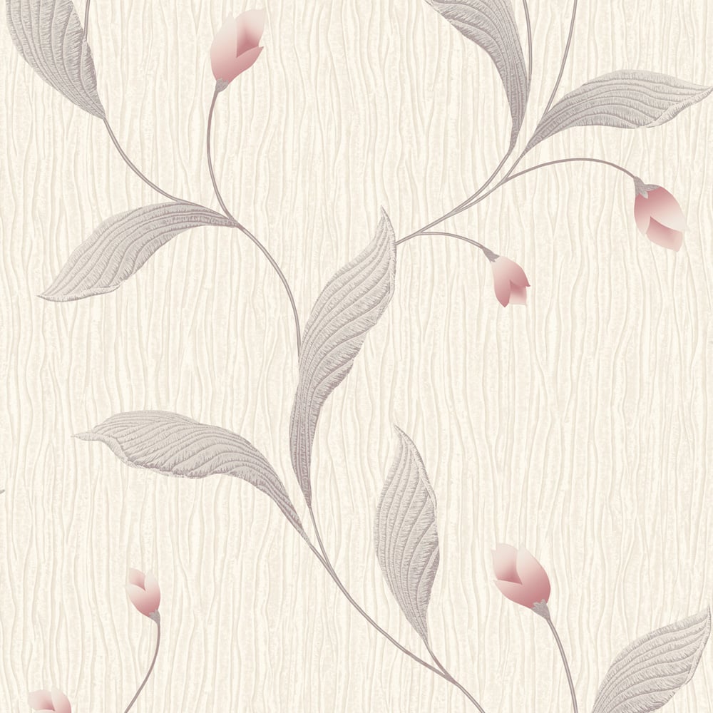 Belgravia Decor Tiffany Floral Leaf Trail Pink Wallpaper Image 1