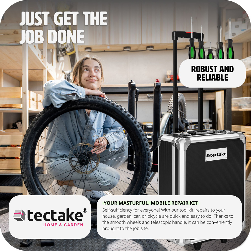 Tectake Black 1200 Piece Tool Box Set with Wheels Image 7