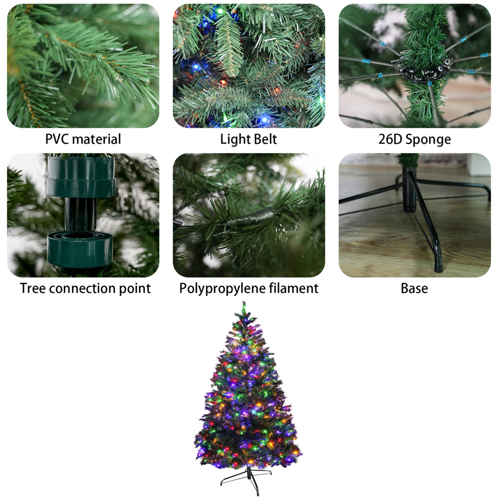 Abrihome Pre-Lit Green Artificial Christmas Tree 7ft Image 3