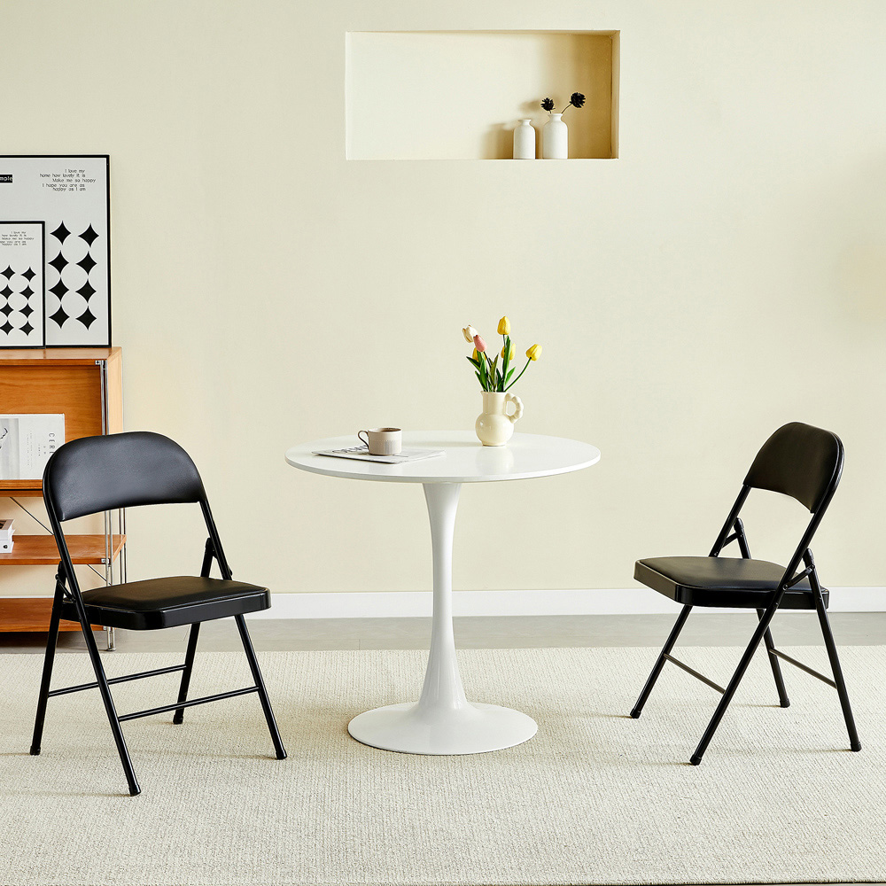 wilko Set of 2 Black Padded Folding Metal Dining Chairs Image 5