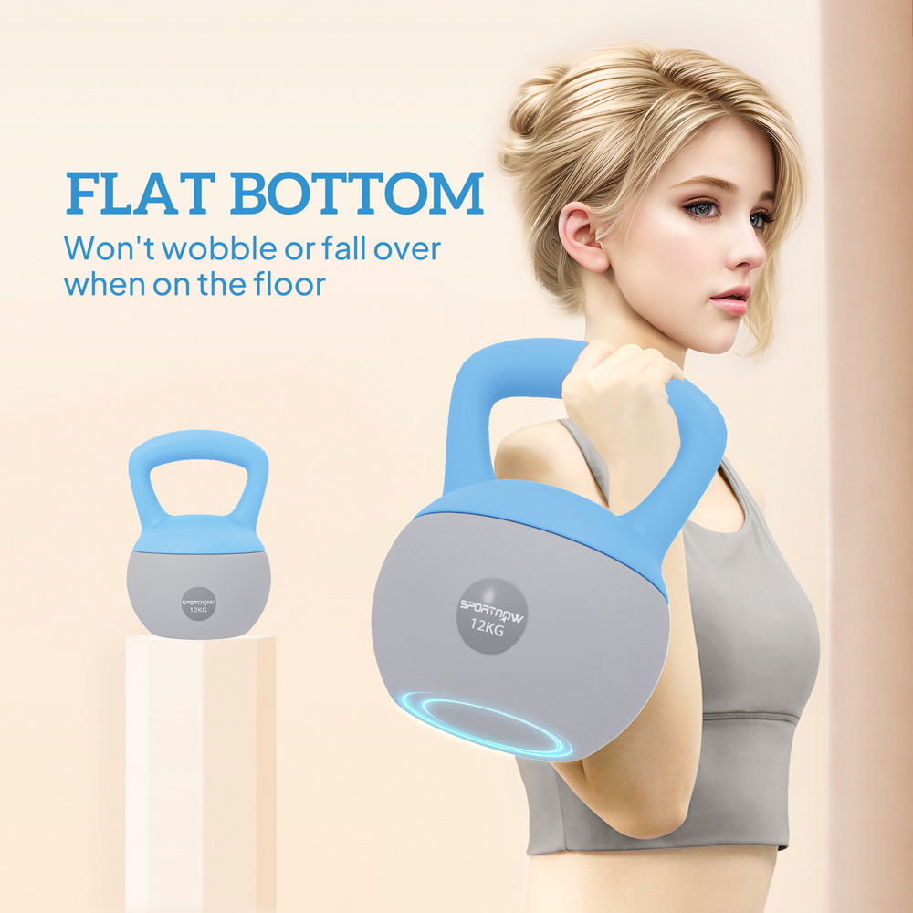 SPORTNOW Light Blue and Grey Kettlebell with Soft Body and Non-Slip Handle 12kg Image 6