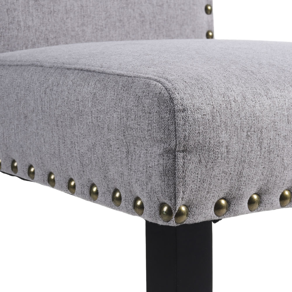 Living and Home Grey Linen Kitchen Counter Bar Stool Set of 2 Image 5