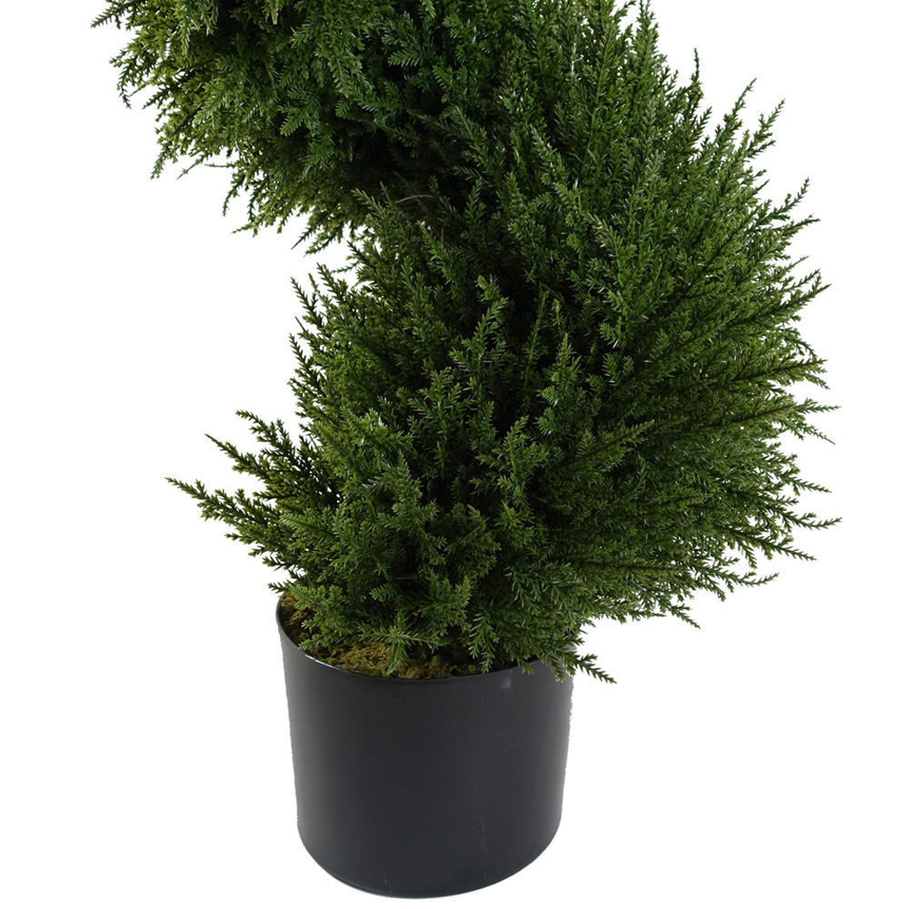 Leaf Spiral Cypress Topiary Artificial Tree in Pot 4ft 2 Pack Image 2