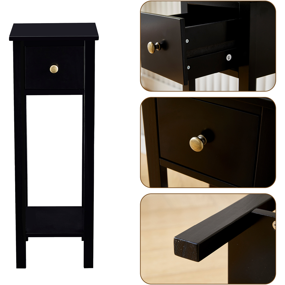 Brooklyn Amelia Single Drawer Single Shelf Black Solid Wooden Bedside Table Image 5
