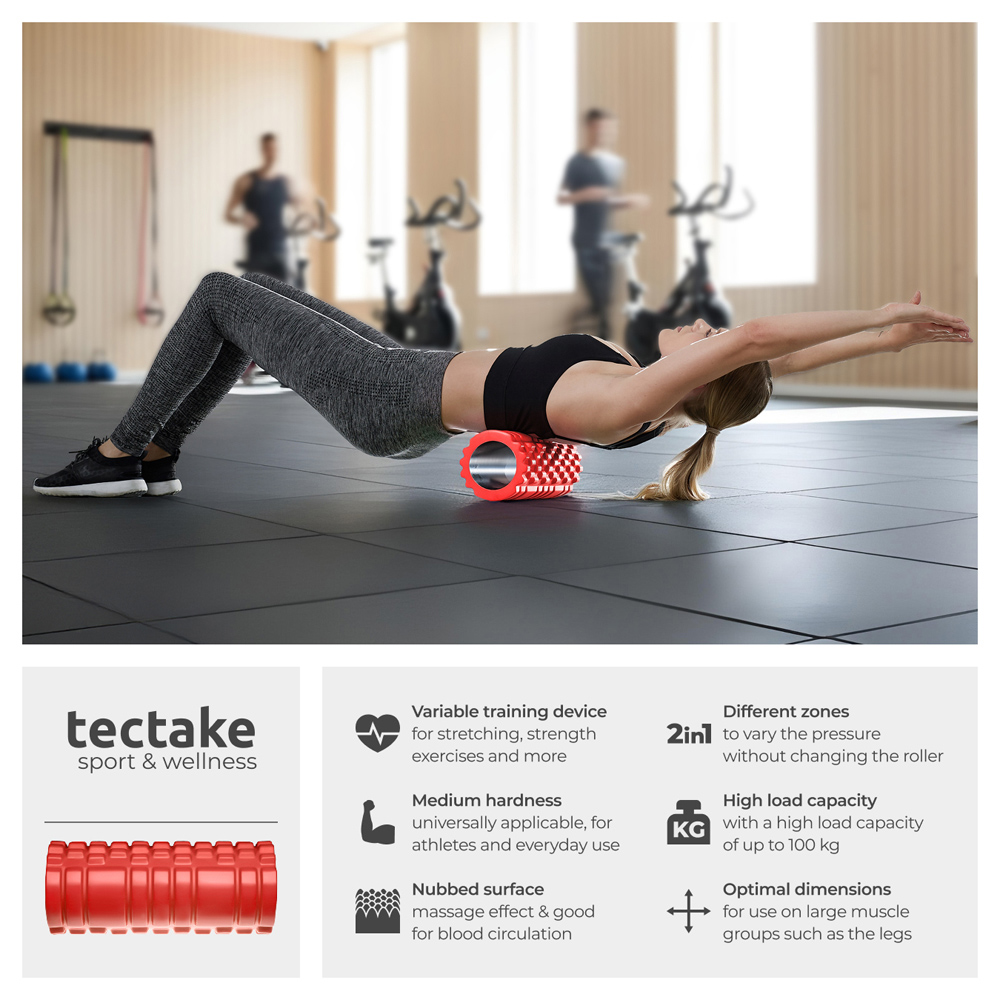 tectake Red Textured Surface Foam Roller 2 Pack Image 6