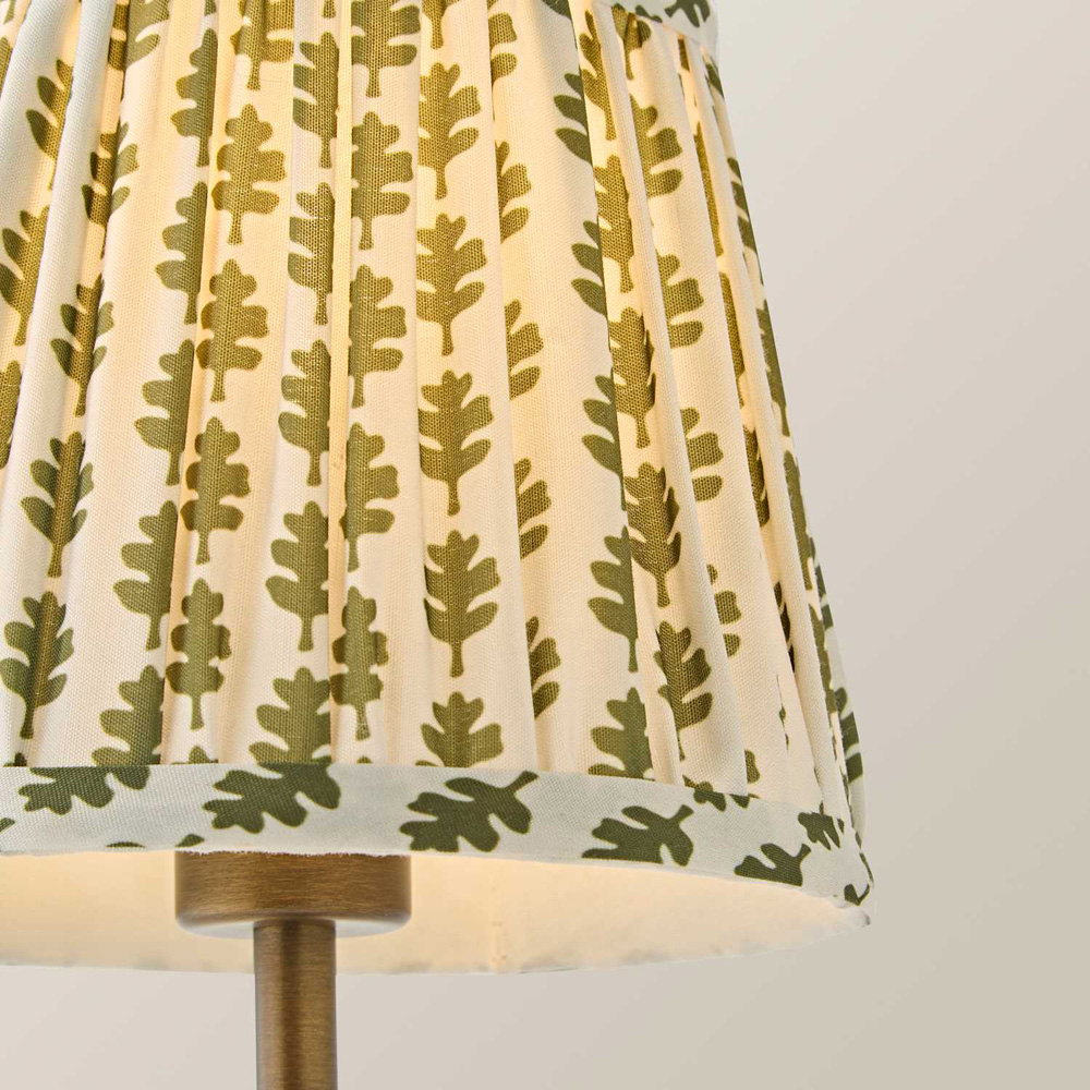 ValueLights Lowe Green Ditsy Floral Pleated Shade Brass Rechargeable Table Lamp with Bulb Image 4