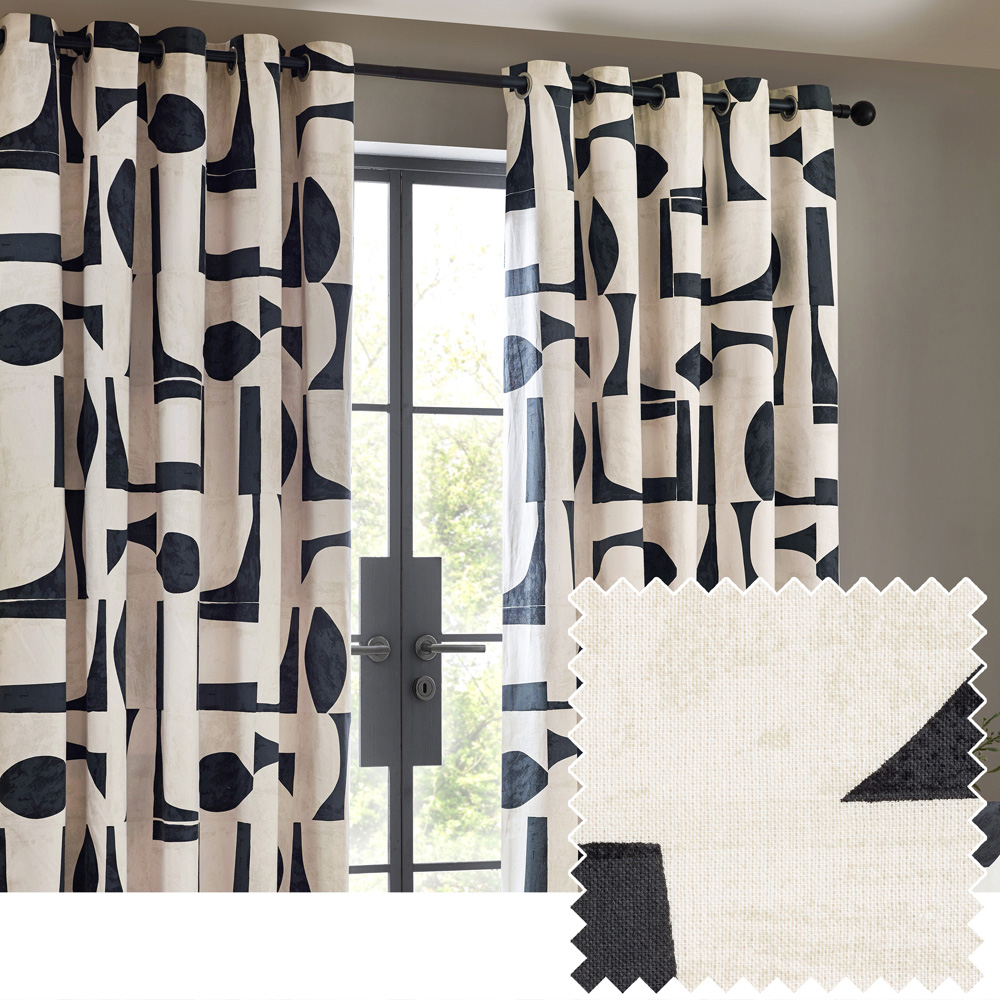 Hoem Carro Dusk Abstract Eyelet Curtains 168 x 137cm Image 2