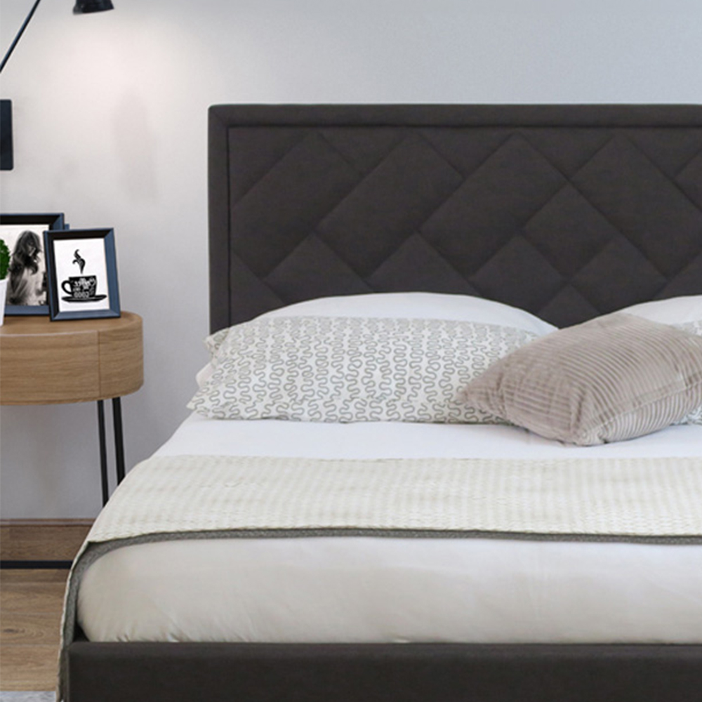 Brooklyn Double Dark Grey Fabric Ottoman Bed Image 2