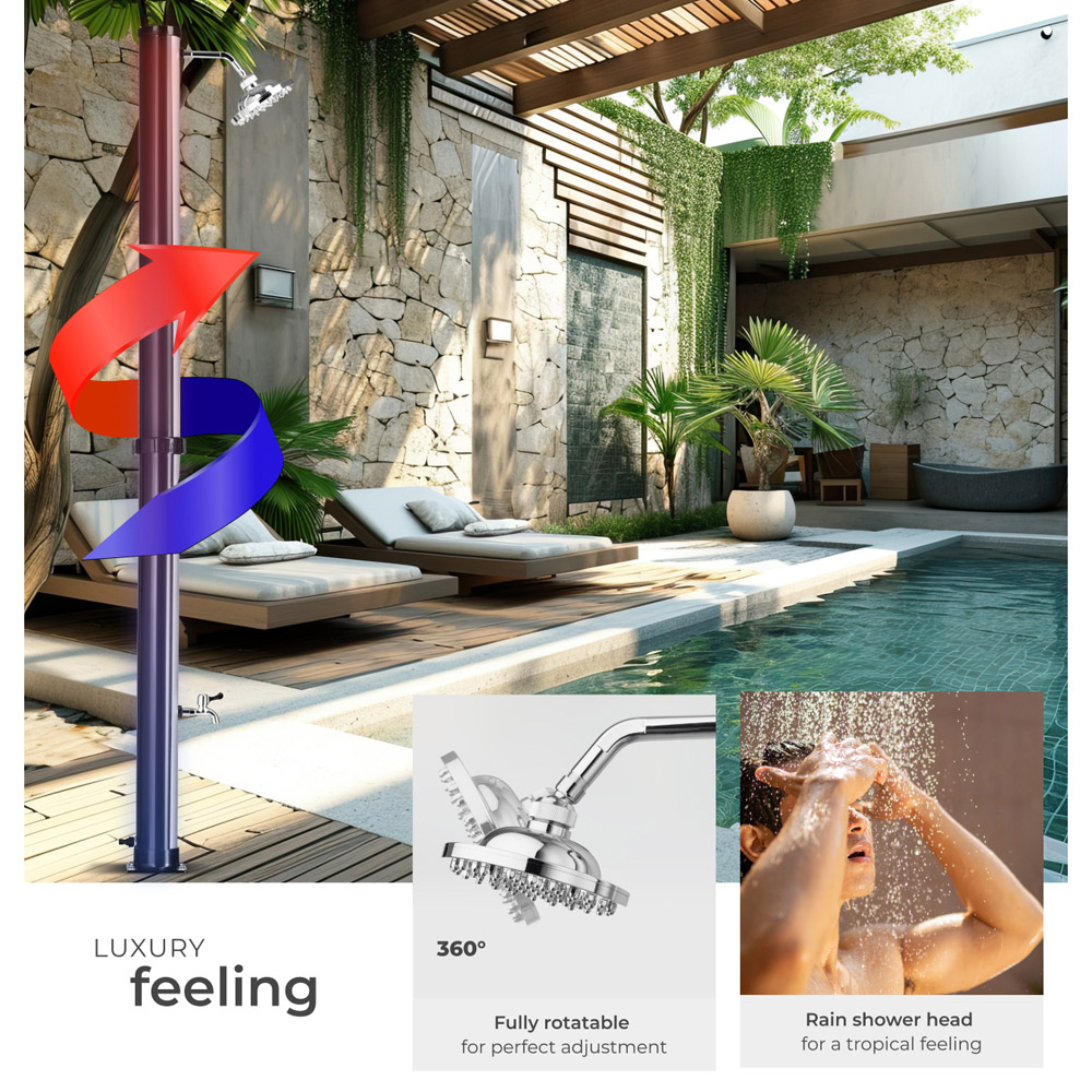 tectake Tinto Black and Silver Portable Solar Outdoor Shower with Tap 20L Image 3