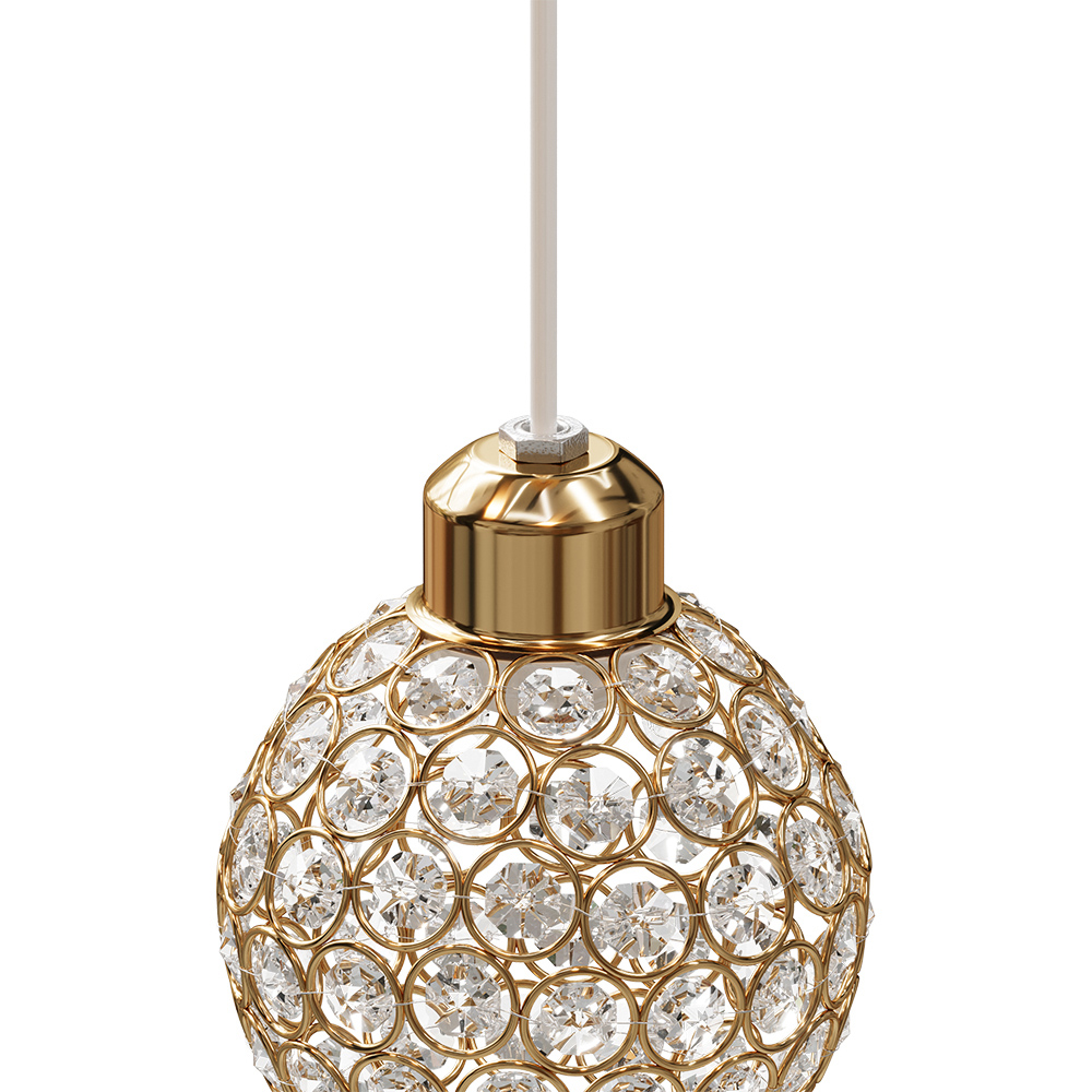 Living and Home Gold Iron Spherical Clear Glass Shade E27 Pendant Light Image 4