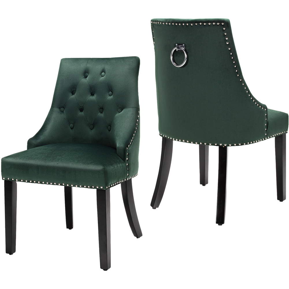 Costway Green Velvet Modern Button Tufted Studded Dining Chairs Image 6