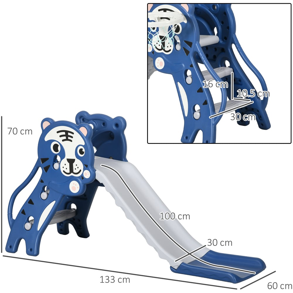 AIYAPLAY Blue Kids Slide with Basketball Hoop Image 8