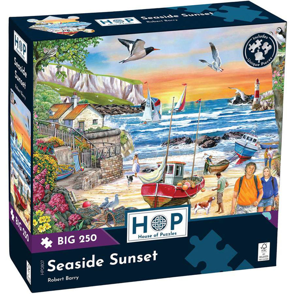 The House of Puzzles Seaside Sunset 250 Piece Big Jigsaw Puzzle Image 2