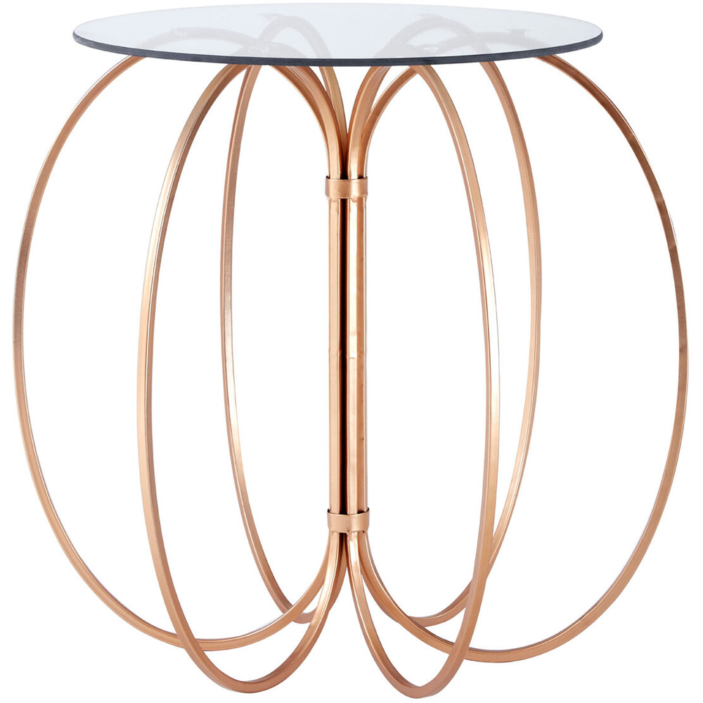 Premier Housewares Lexa Convex Rose Gold End Table with Glass Top Image 2