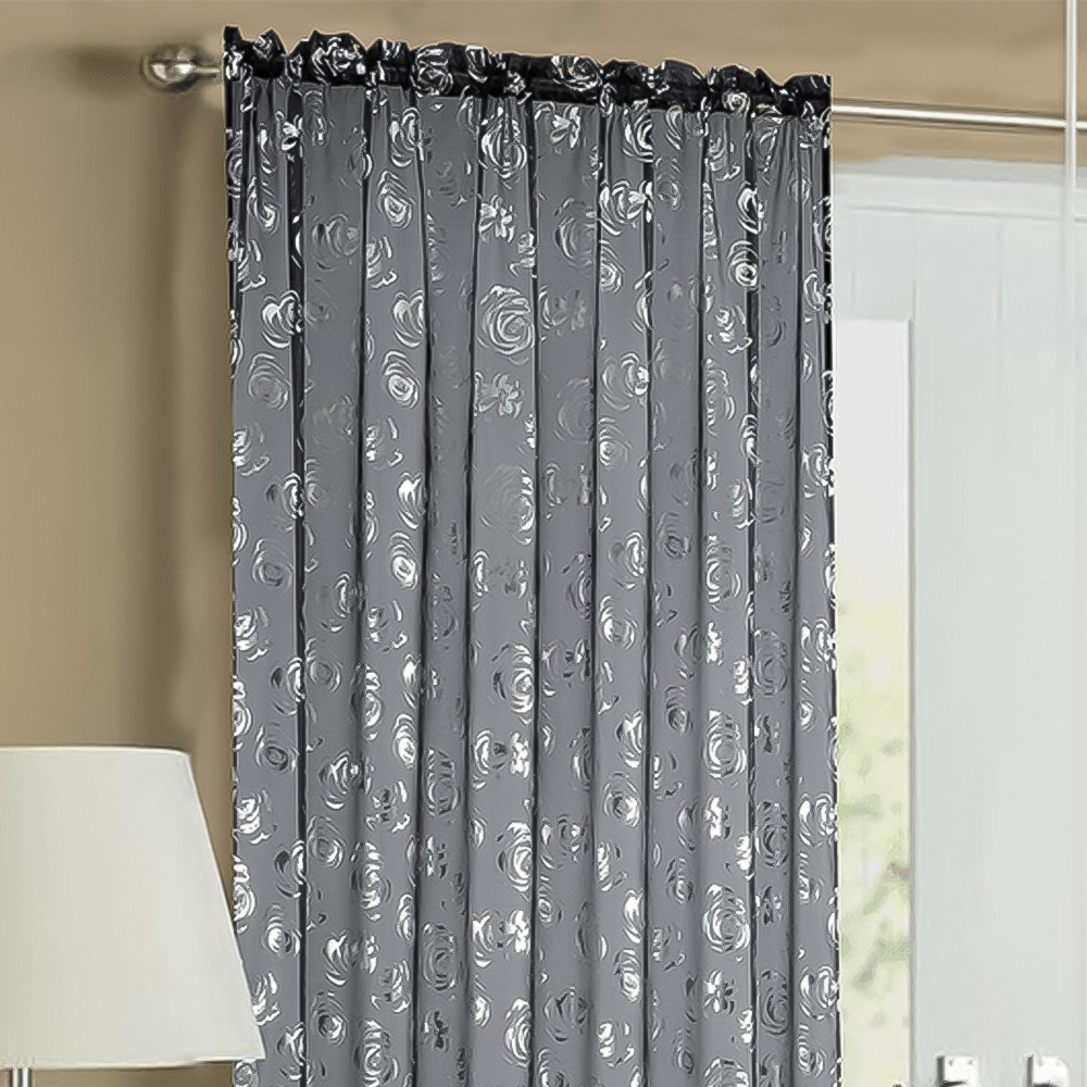 Velosso Geneva Black Foil Flower Voile Panel 150 x 122cm Image 2