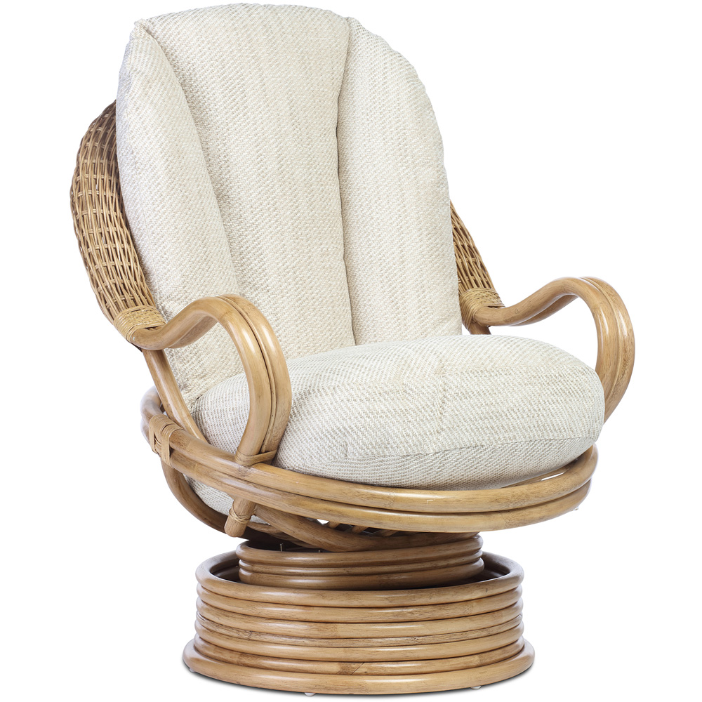 Desser Bali Beige and Cream Natural Rattan Laminated Swivel Rocker Chair Image 2