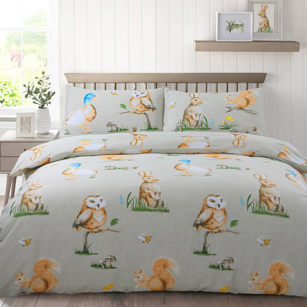 Velosso Double Natural Hand-Drawn Country Animal Duvet Cover Set Image