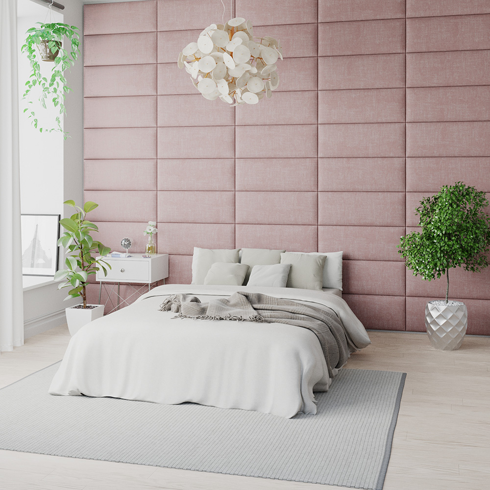 Aspire EasyMount Tea Rose Pure Pastel Cotton Upholstered Wall Mounted Headboard Panels 2 Pack Image 2