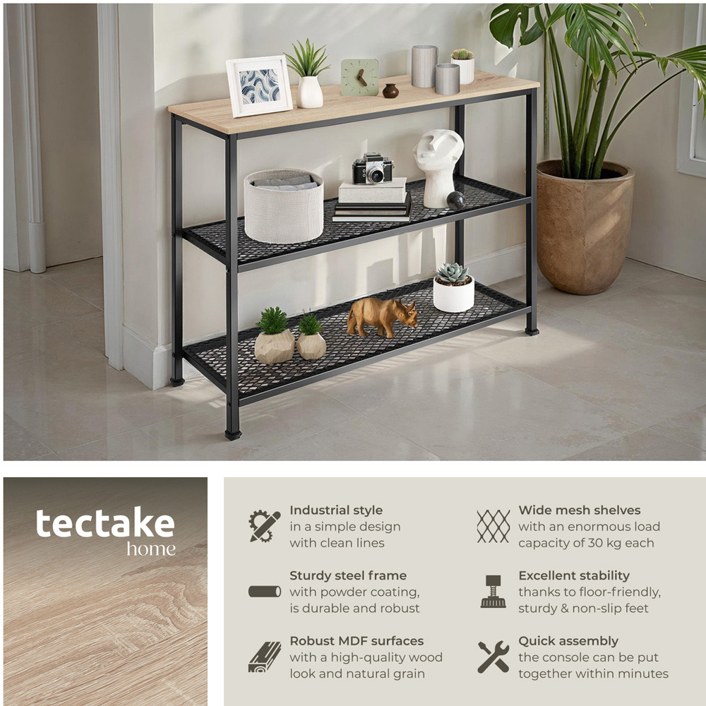 tectake Bristol 2 Wire Shelf Oak Sonoma Console Table Image 6