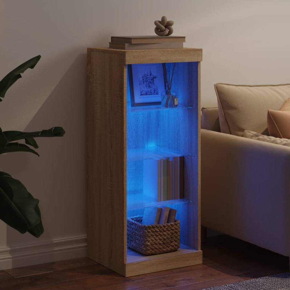 vidaXL 4 Shelf Sonoma Oak Narrow Sideboard with LED Lights Image 3