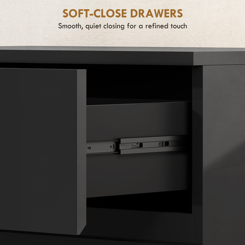 Portland 5 Drawer High Gloss Black Chest of Drawers Image 8