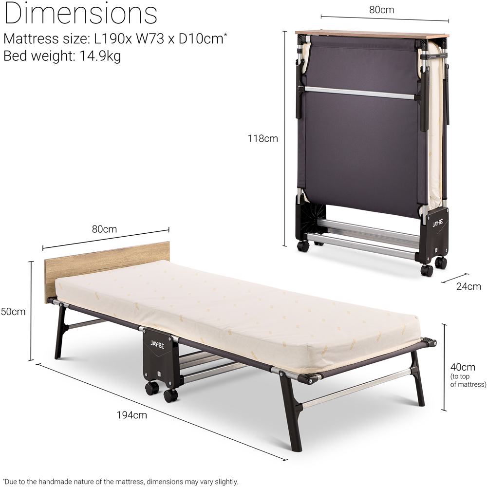 Jay-Be TC80 Single Tourist Folding Bed with Contract Comfort Mattress Image 9