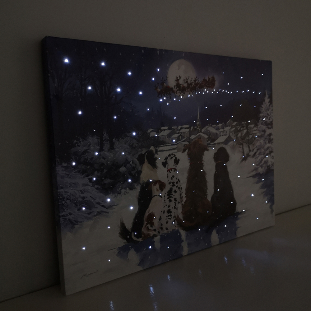 Samuel Alexander Snowtime Christmas Dogs Light Up Wall Art 30 x 40cm Image 4