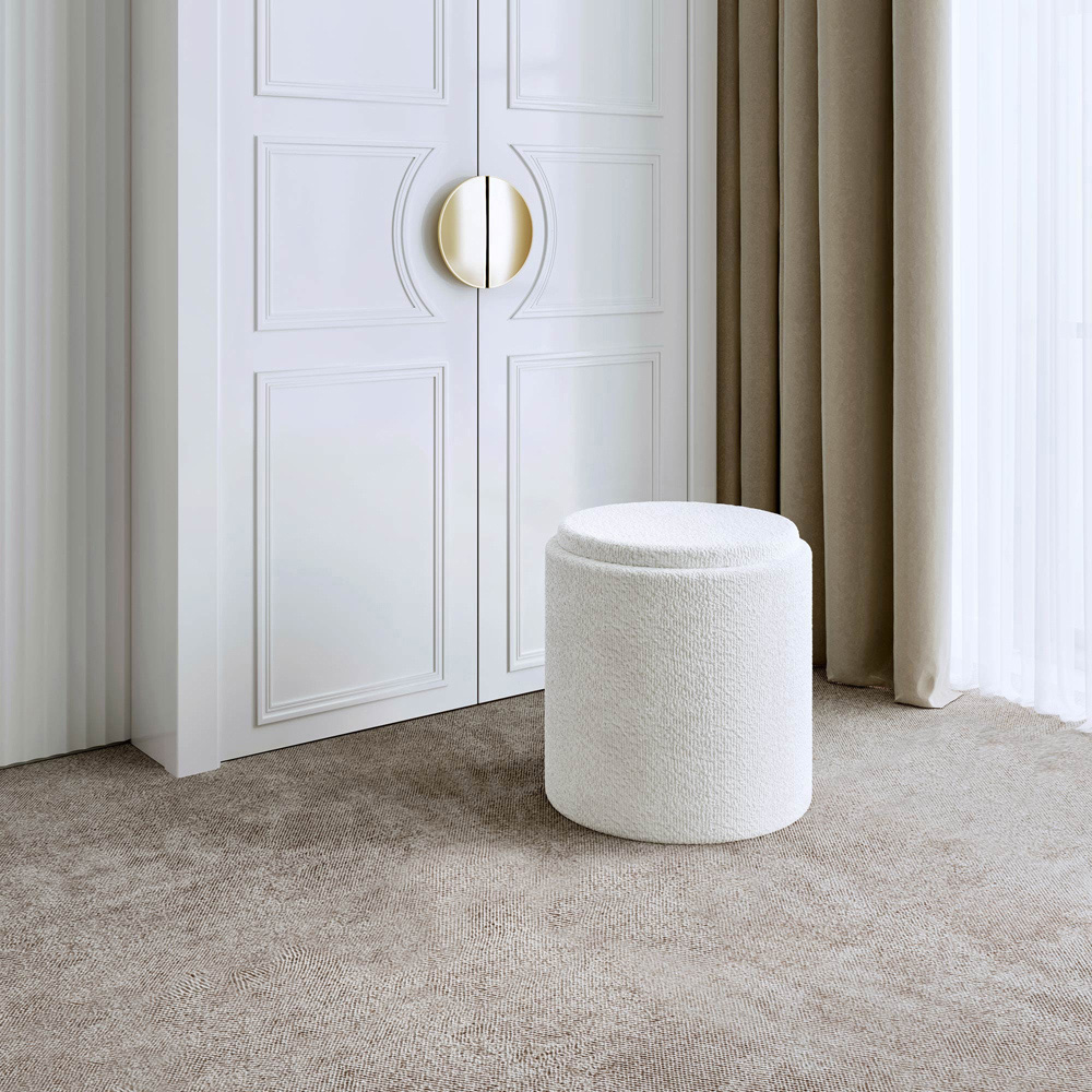 CARME Home Hailey Ivory Bouclé Storage Stool Image 7