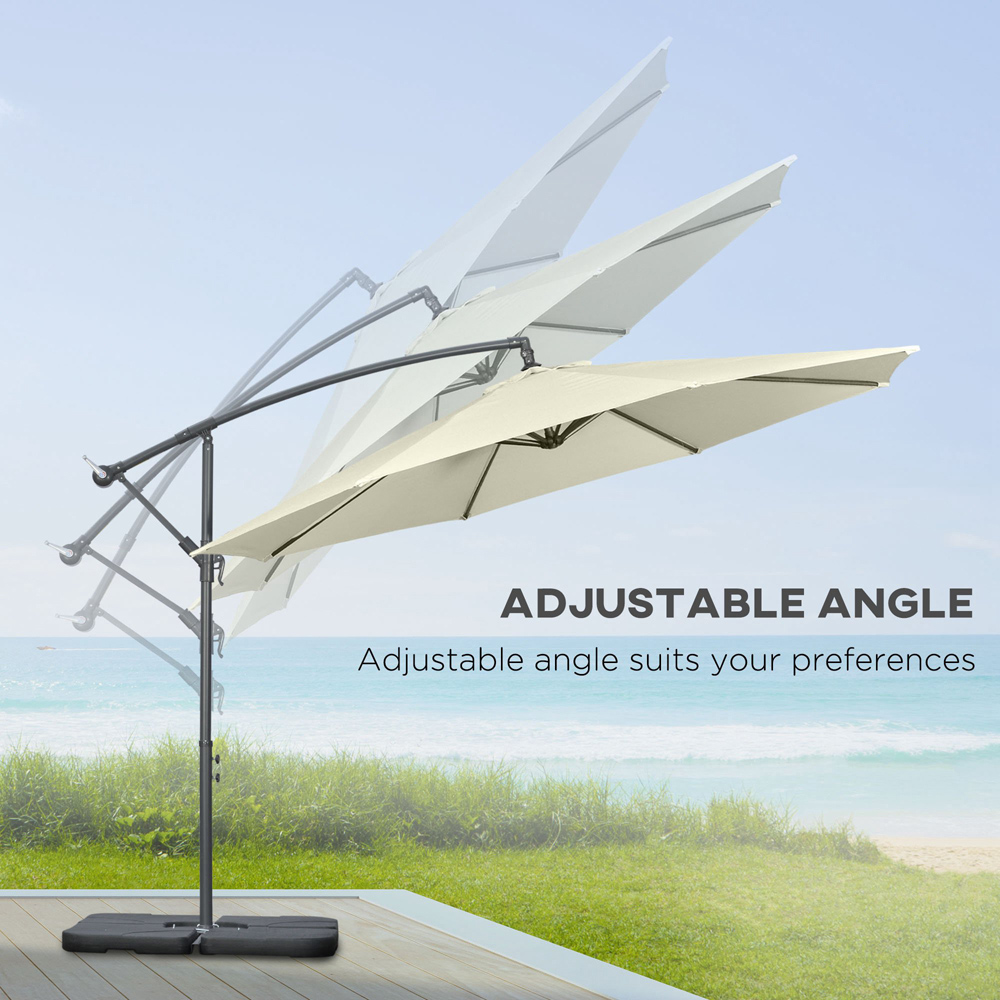Outsunny Beige Crank Handle Cantilever Banana Parasol with Cross Base 3m Image 5