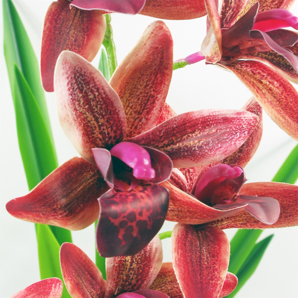 Leaf Large Dark Pink Artificial Orchid Plant in Ceramic Planter 50cm Image 6