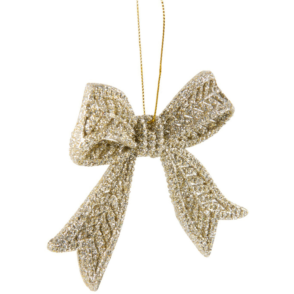 Single Alpine Lodge Glitter Bow Ornament 2 Pack in Assorted styles Image 7