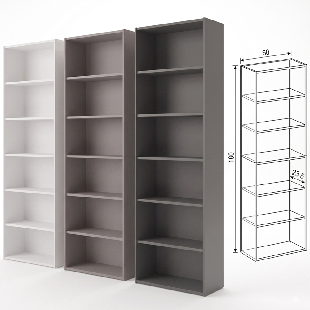 Shefa Line 6 Shelf Graphite Tall Slim Bookcase Image 5