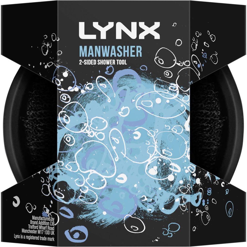 Lynx Black 12H Refreshing Shower Gel with Manwasher 2-Sided Shower Tool 225ml 3 Pack Image 2