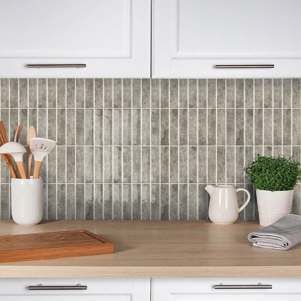 Living and Home Grey and Green Peel and Stick Wall Tile Sticker 30 x 30cm 10 Pack Image 7