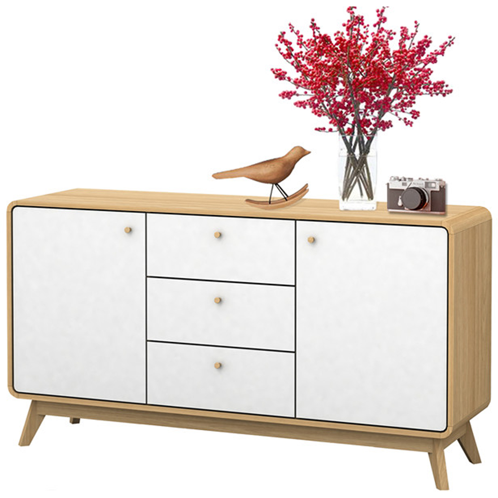 Loft24 Cassie 2 Door 3 Drawer Oak and White Sideboard Image 3