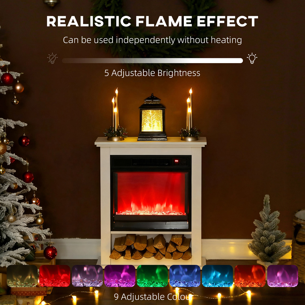 HOMCOM White Electric Fire with Remote and Timer 1800W Image 8