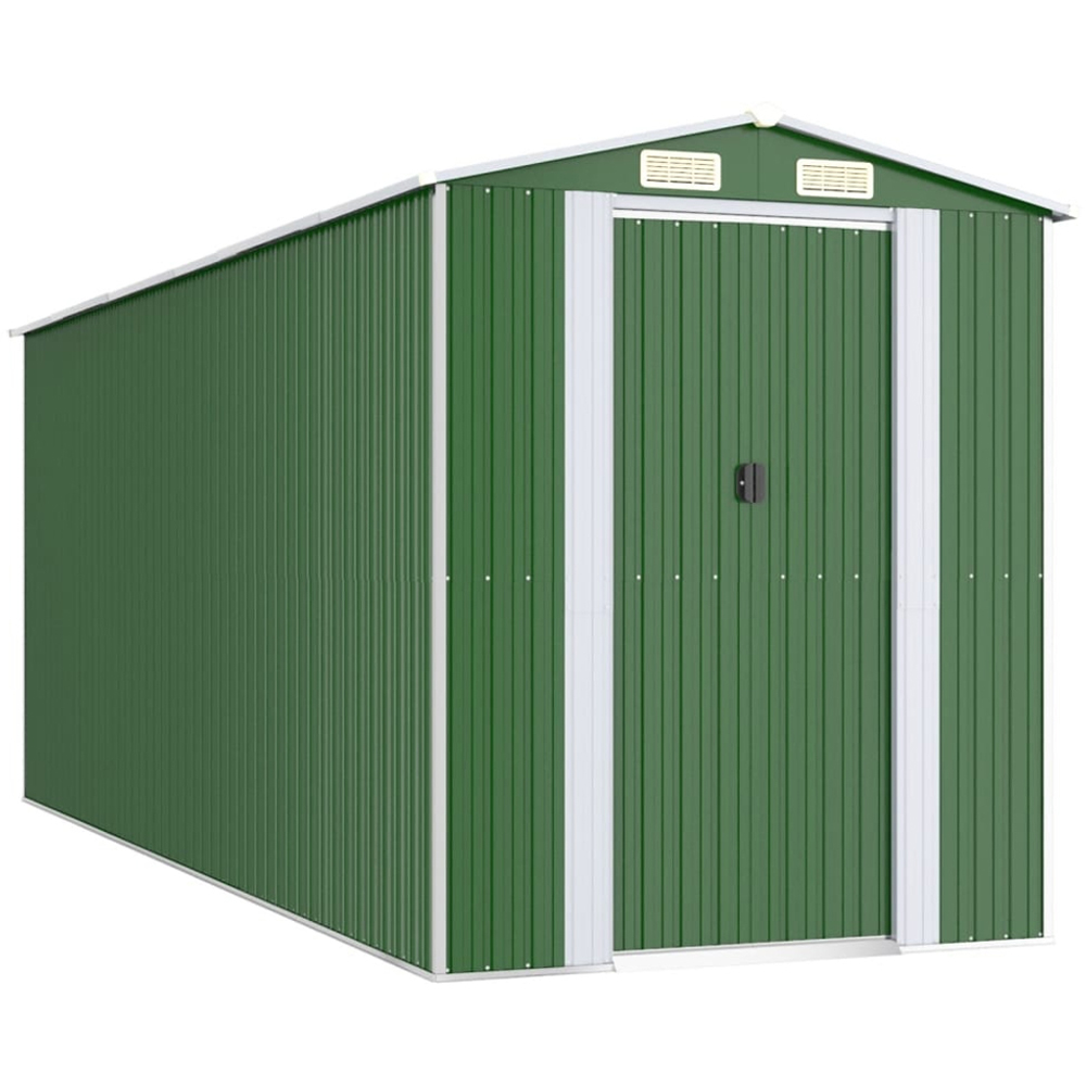 vidaXL 6.3 x 17.2ft Green Galvanised Steel Apex Garden Shed Image 1