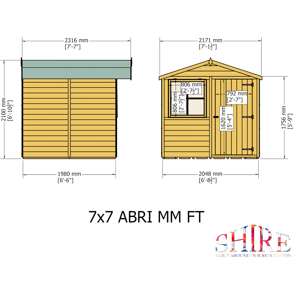 Shire Abri 7 x 7ft Dip Treated Wooden Shiplap Shed Image 8