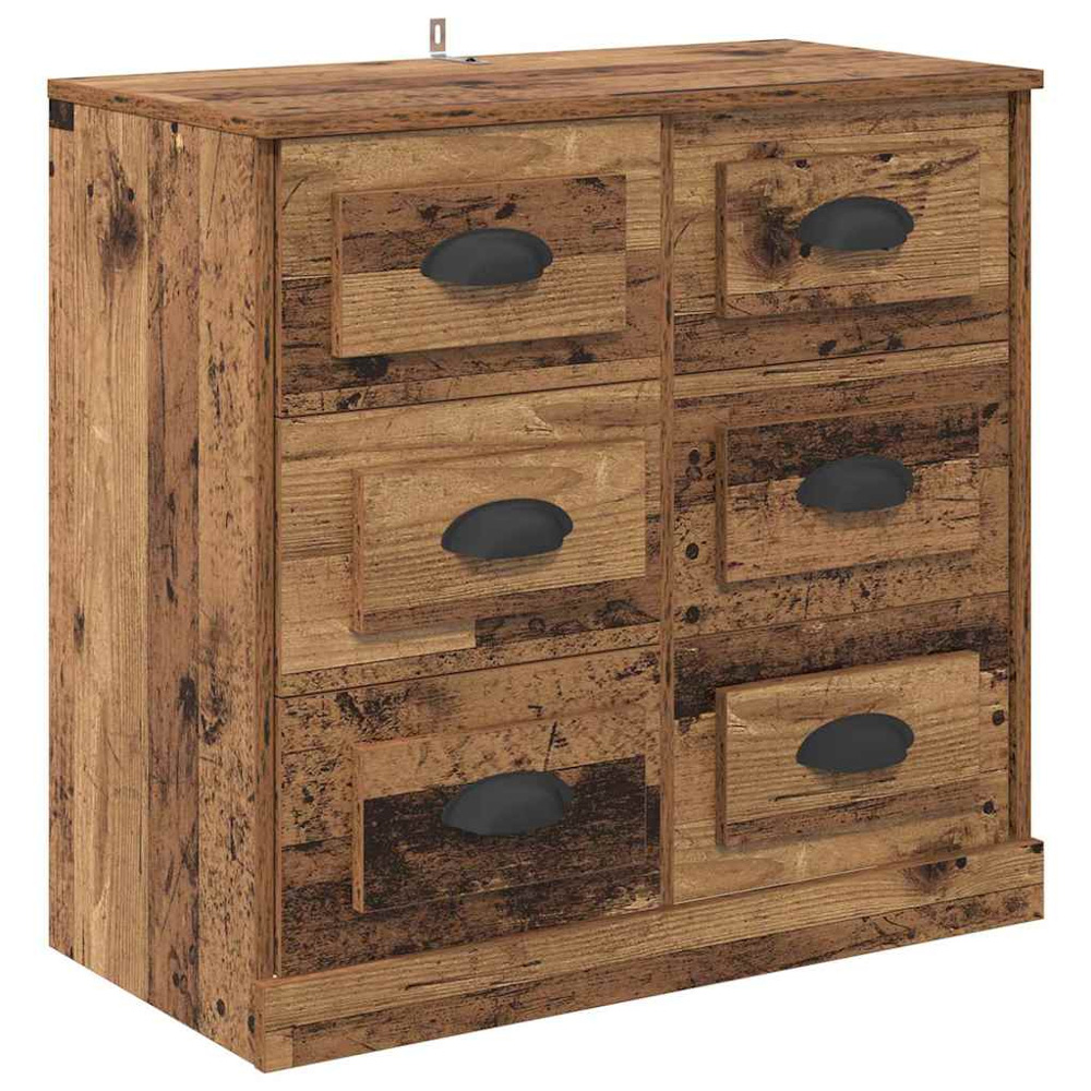 vidaXL 6 Drawer Old Wood Modern Sideboard Set of 2 Image 7