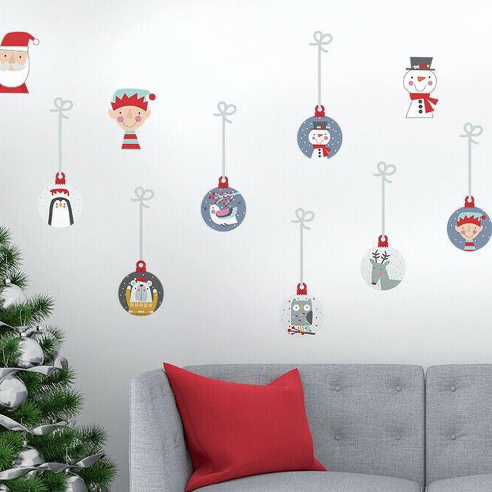 Walplus Christmas Baubles Self Adhesive Wall Stickers 13 Piece Image 1