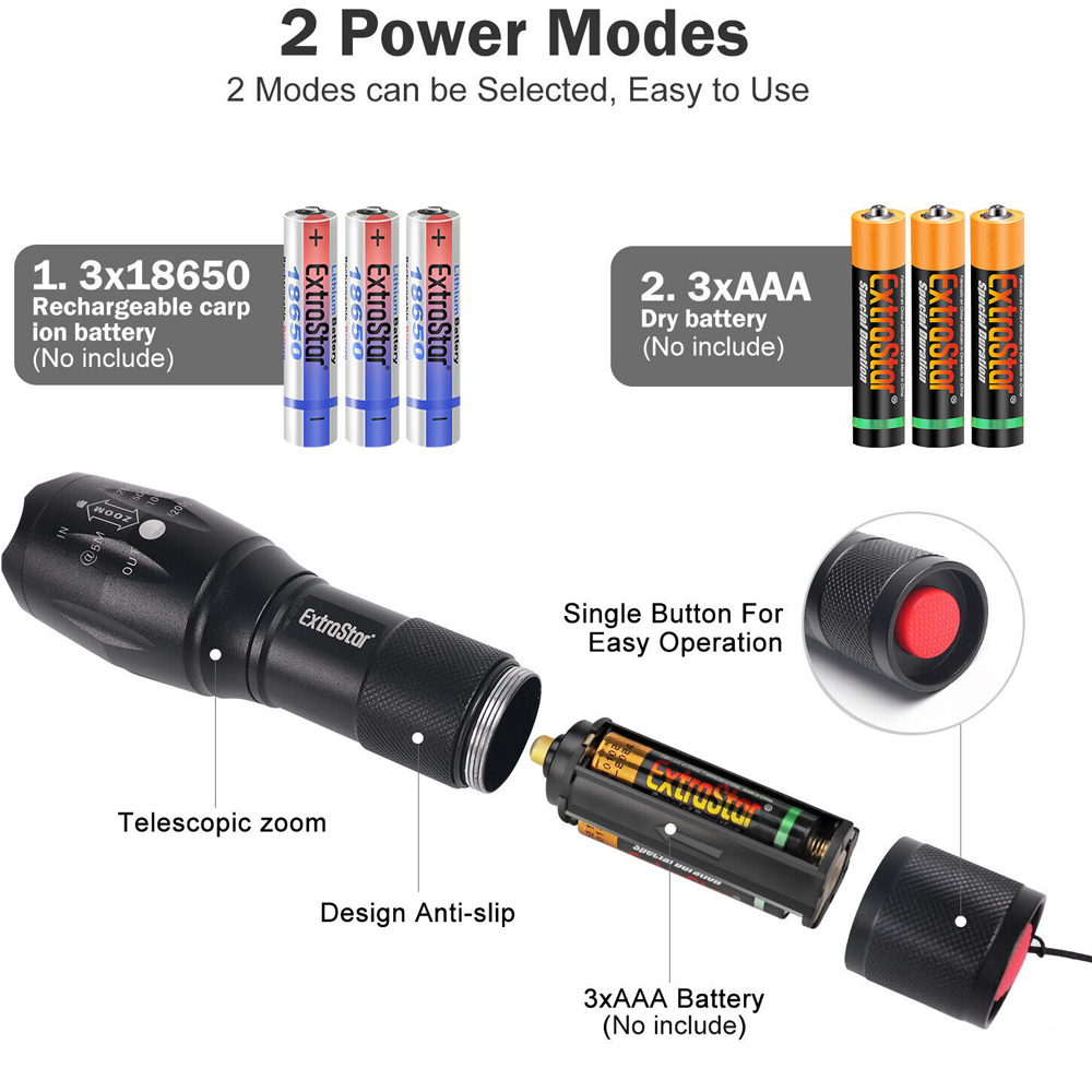 ExtraStar Zoom Flash Light LED Camping Torch Image 5