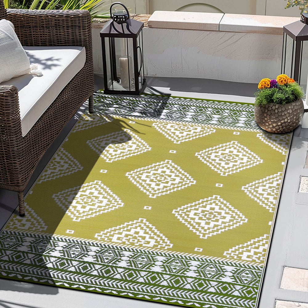 Green Decore Venice Golden Green and Deep Forest Green Outdoor Rug 120 x 180cm Image 2